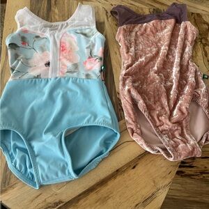 Lucky Leo - ballet leotards -Floral and Velvet Kids One Piece Set